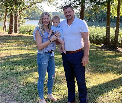 Grant with wife and child in park